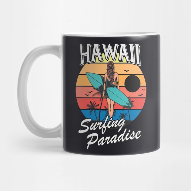 Hawaii Surfing Girl retro Style Gift by Foxxy Merch